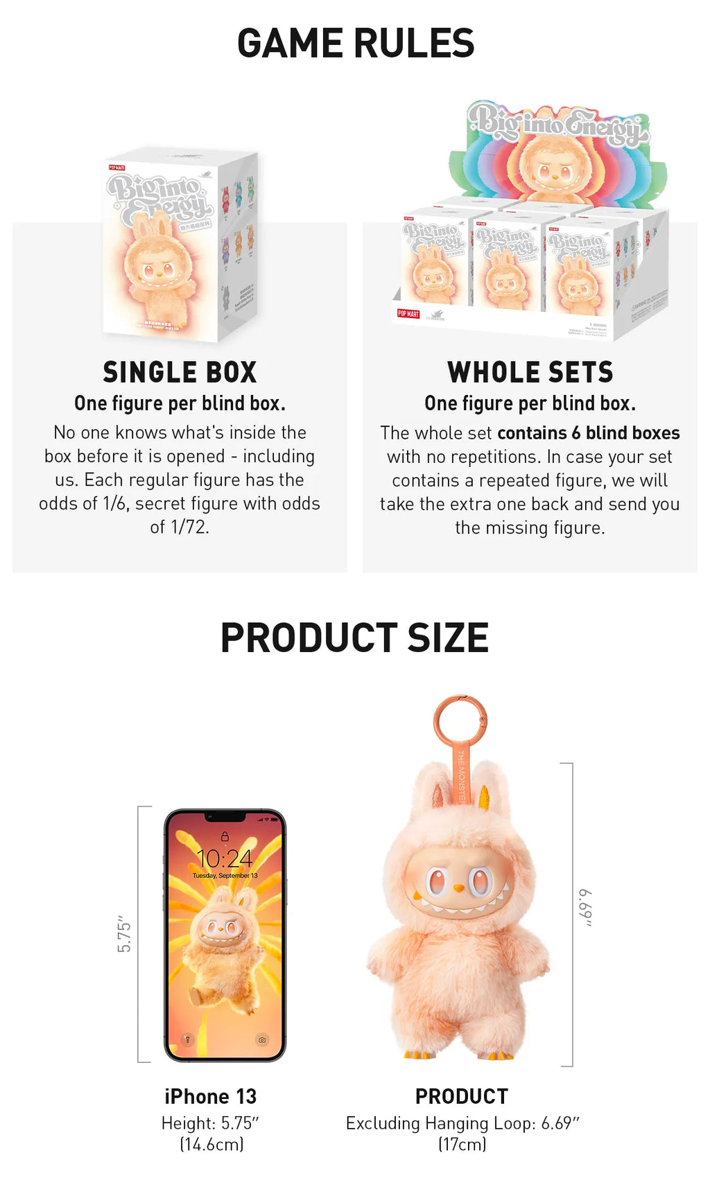 V3 THE MONSTERS Big into Energy Series-Vinyl Plush Pendant Blind Box